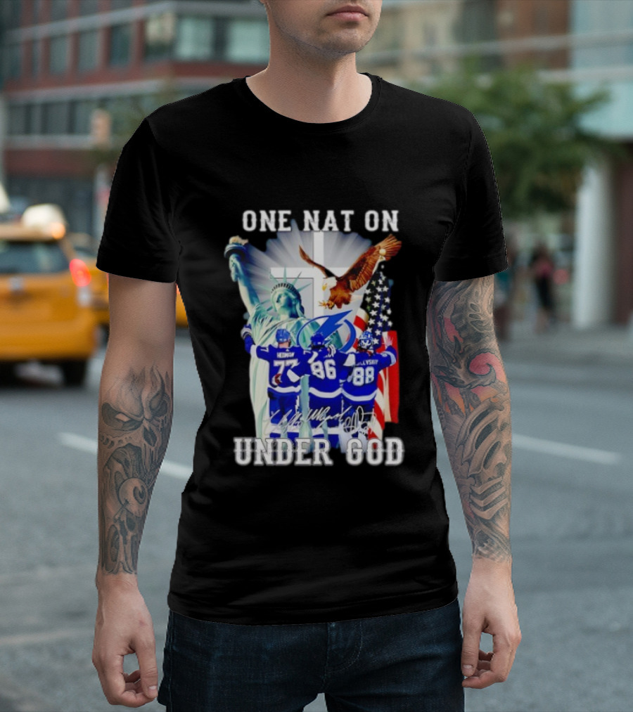 Tampa Bay Lightning Hockey Hedman 77 Point 86 Vasilevskiy 88 One Nation Under God T-Shirt