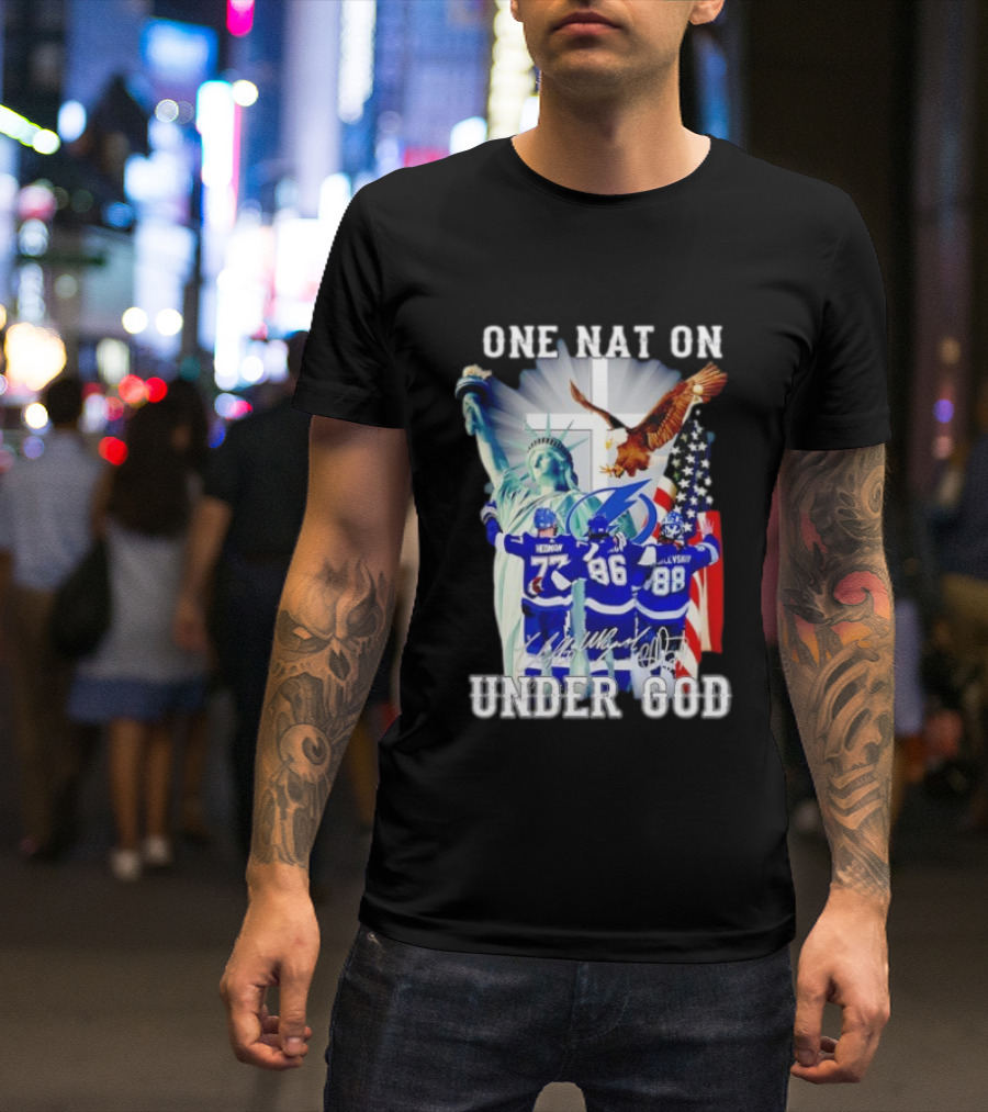Tampa Bay Lightning Hockey Hedman 77 Point 86 Vasilevskiy 88 One Nation Under God T-Shirt