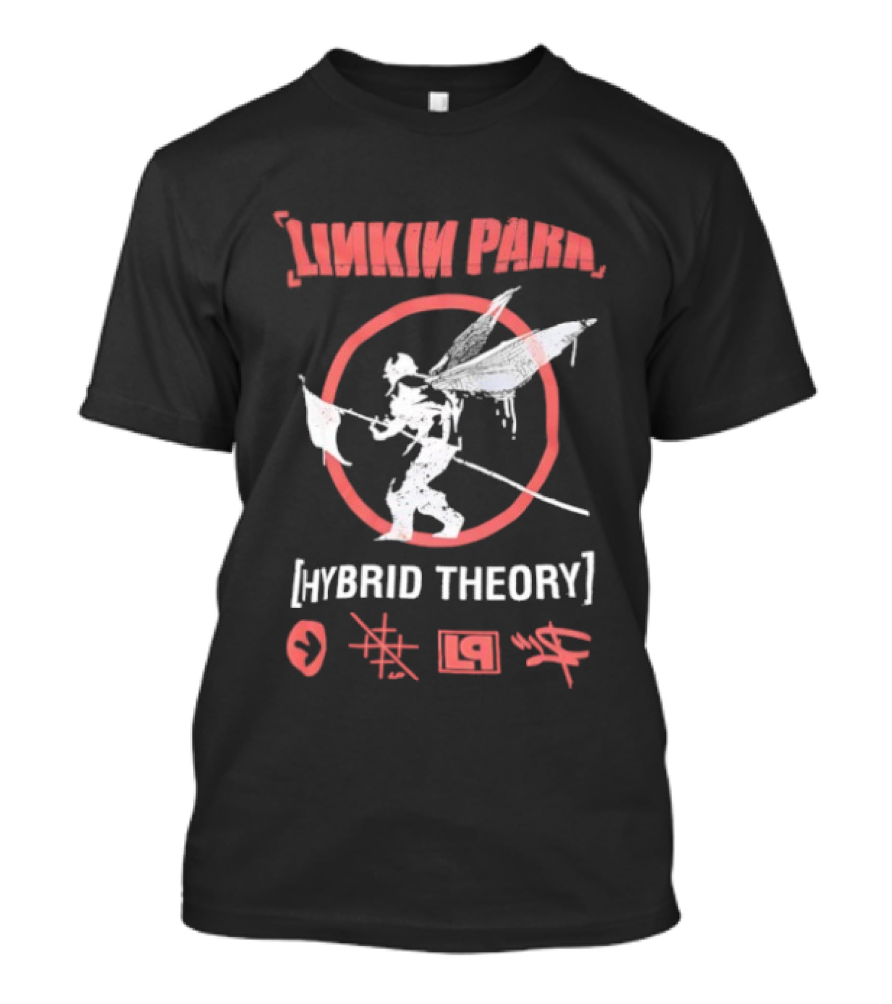 Linkin Park Hybrid Theory Soldier Icon Red Circle Japanese Text Elements T-Shirt