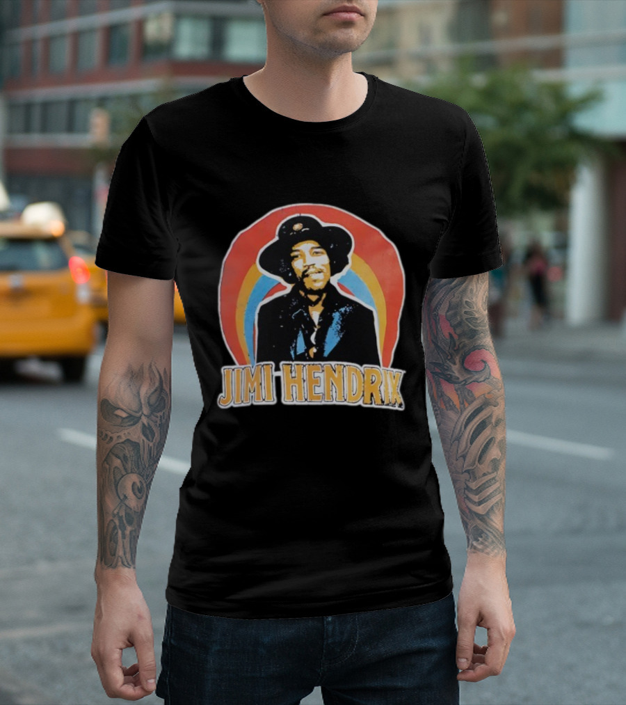 Jimi Hendrix Vintage Retro Rainbow Hat T-Shirt