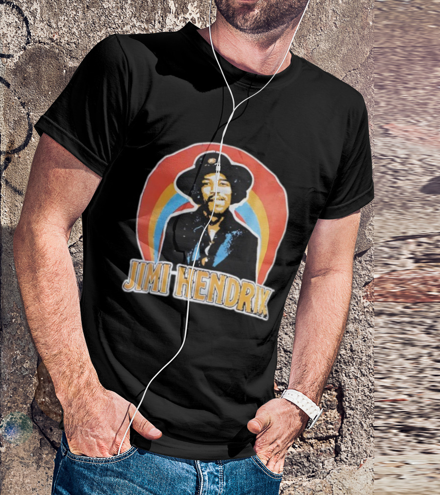 Jimi Hendrix Vintage Retro Rainbow Hat T-Shirt
