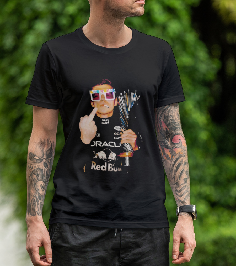 Max Verstappen Oracle Red Bull Pink Lego Sunglasses Middle Finger Las Vegas GP 2025 T-Shirt