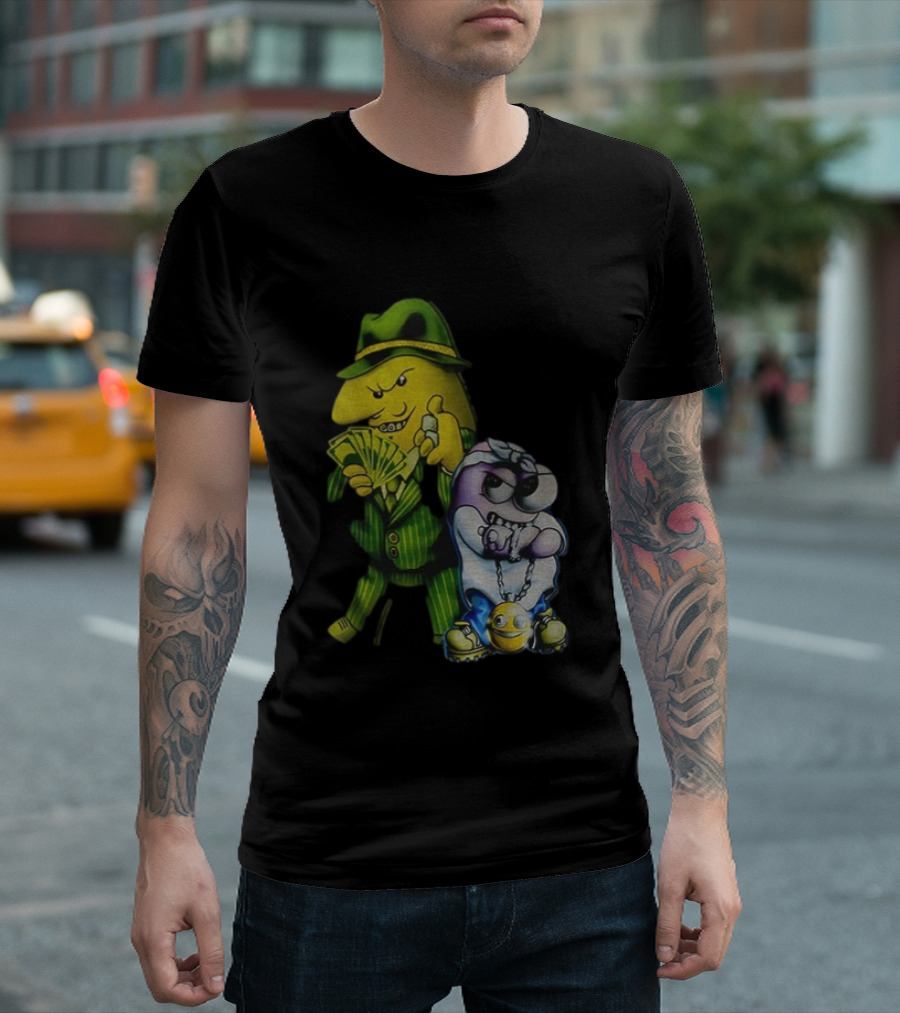 Pim And Charlie Cartoon Money And Chains Gangster Style T-Shirt