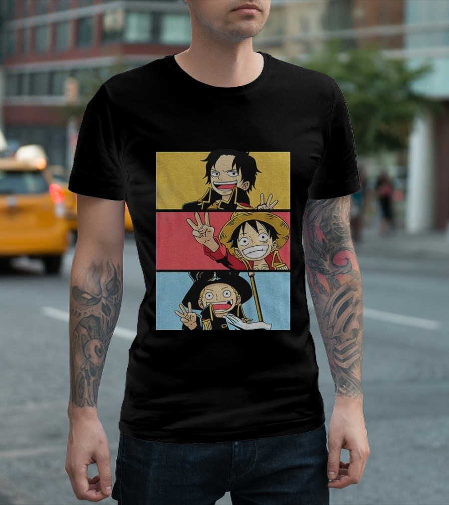 Straw Hat Pirates Luffy Ace Sabo Iwara One Piece Manga Brothers Japanese T-Shirt