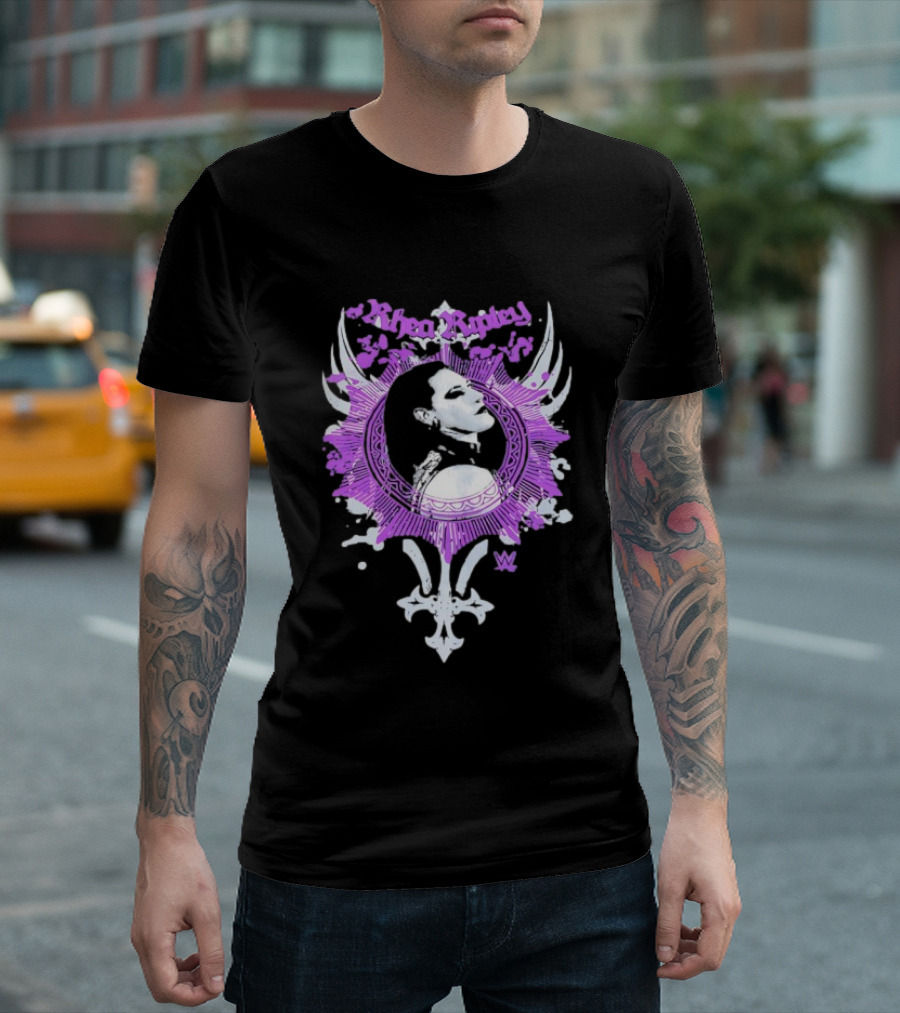 Rhea Ripley WWE Vintage Purple Circular Portrait T-Shirt