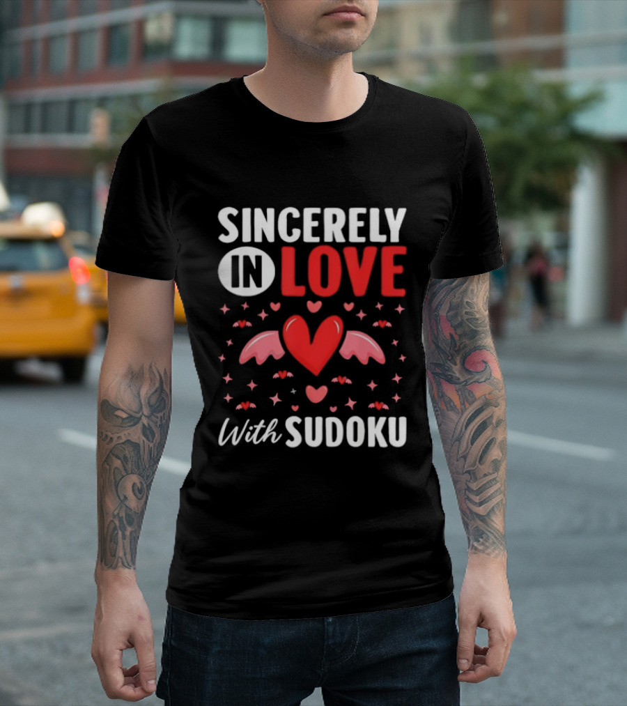 Sincerely In Love With Sudoku Heart Wings And Stars T-Shirt