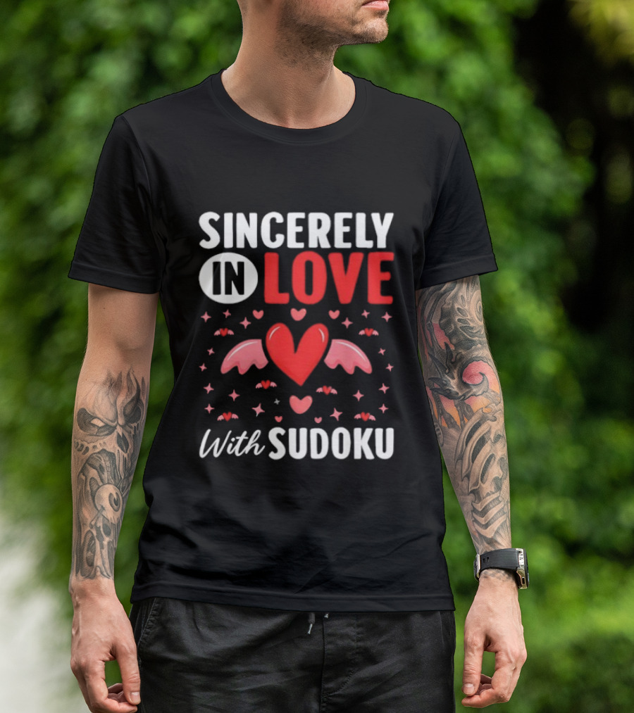 Sincerely In Love With Sudoku Heart Wings And Stars T-Shirt