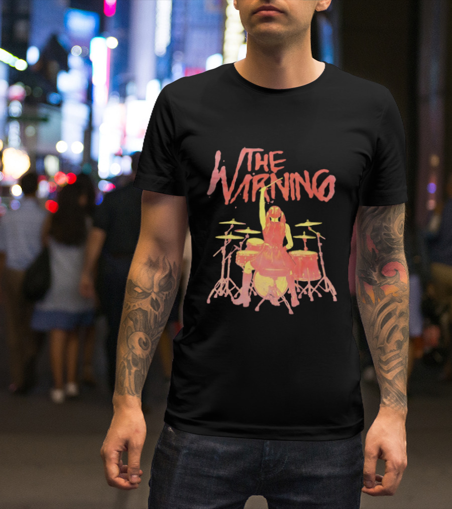 The Warning Band Vintage Drummer Silhouette Music Fans T-Shirt