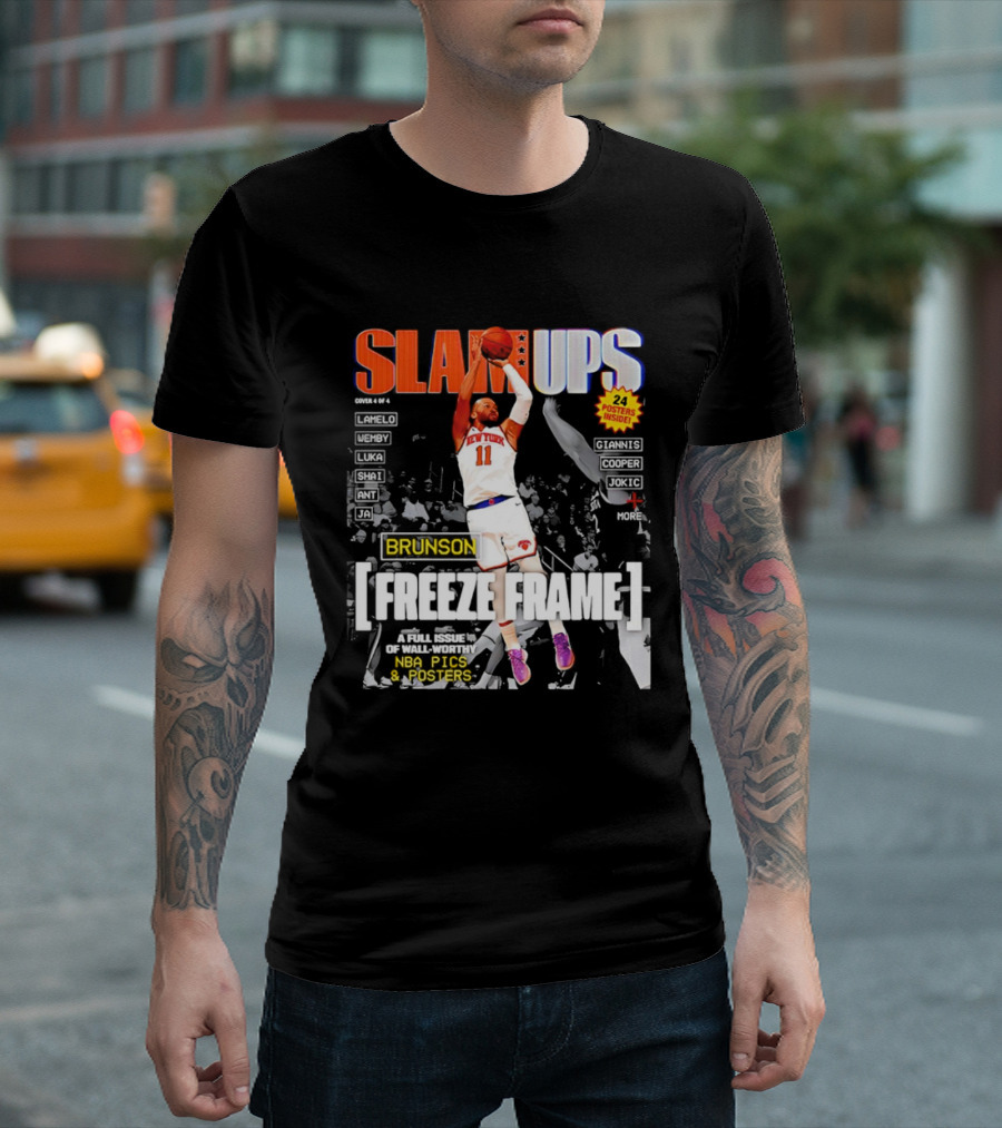 SLAM Ups Jalen Brunson Freeze Frame New York Knicks NBA Inside T-Shirt