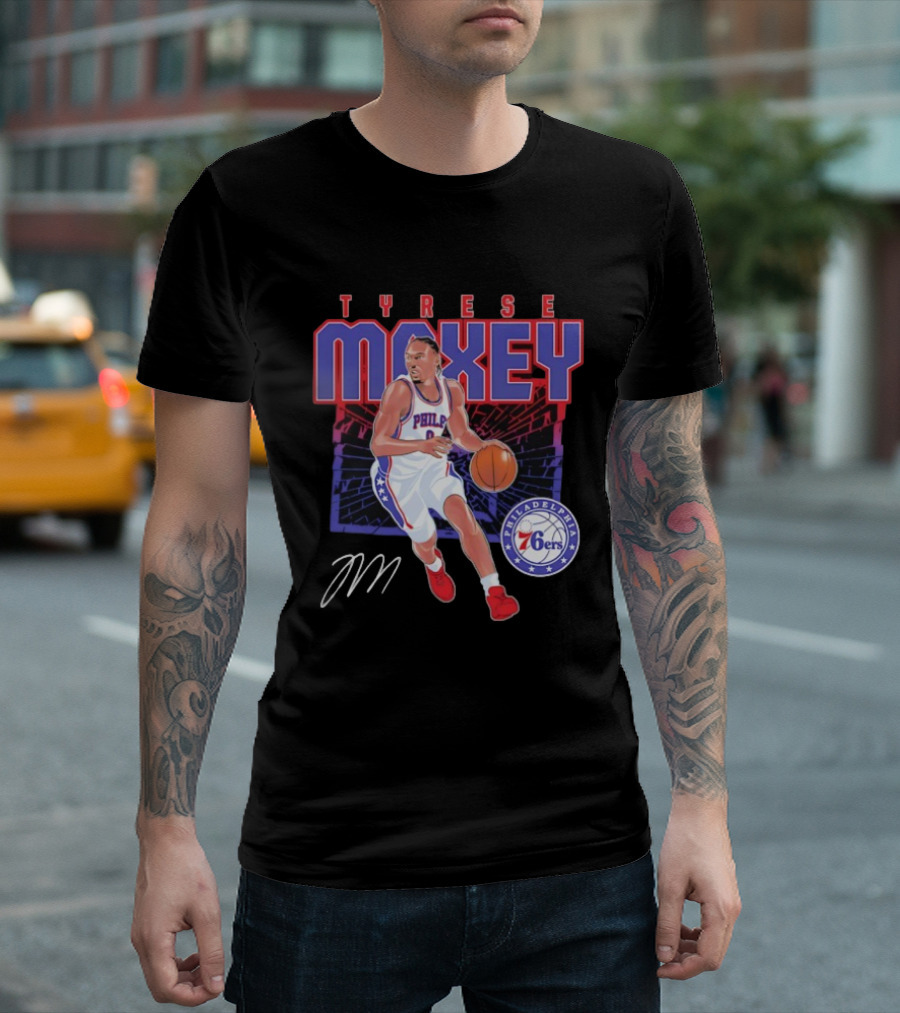 NBA Tyrese Maxey Philadelphia 76ers Player Signature T-Shirt
