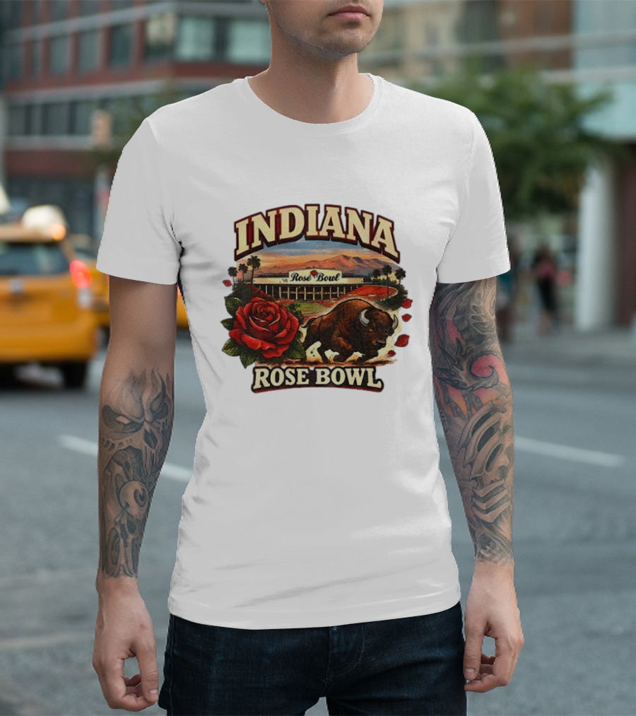 Indiana Rose Bowl Pasadena CA Game Day Vintage Buffalo And Rose Stadium Retro T-Shirt