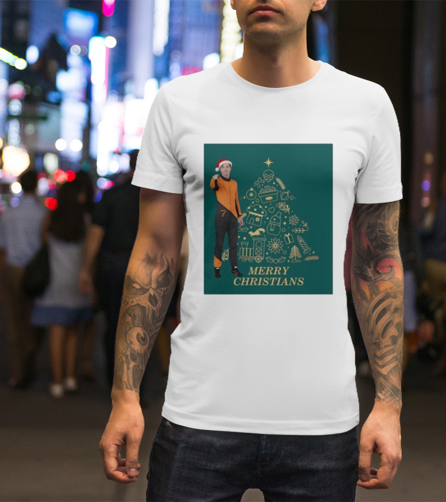 Christian Lundgaard Merry Christians Formula 1 Christmas Green T-Shirt