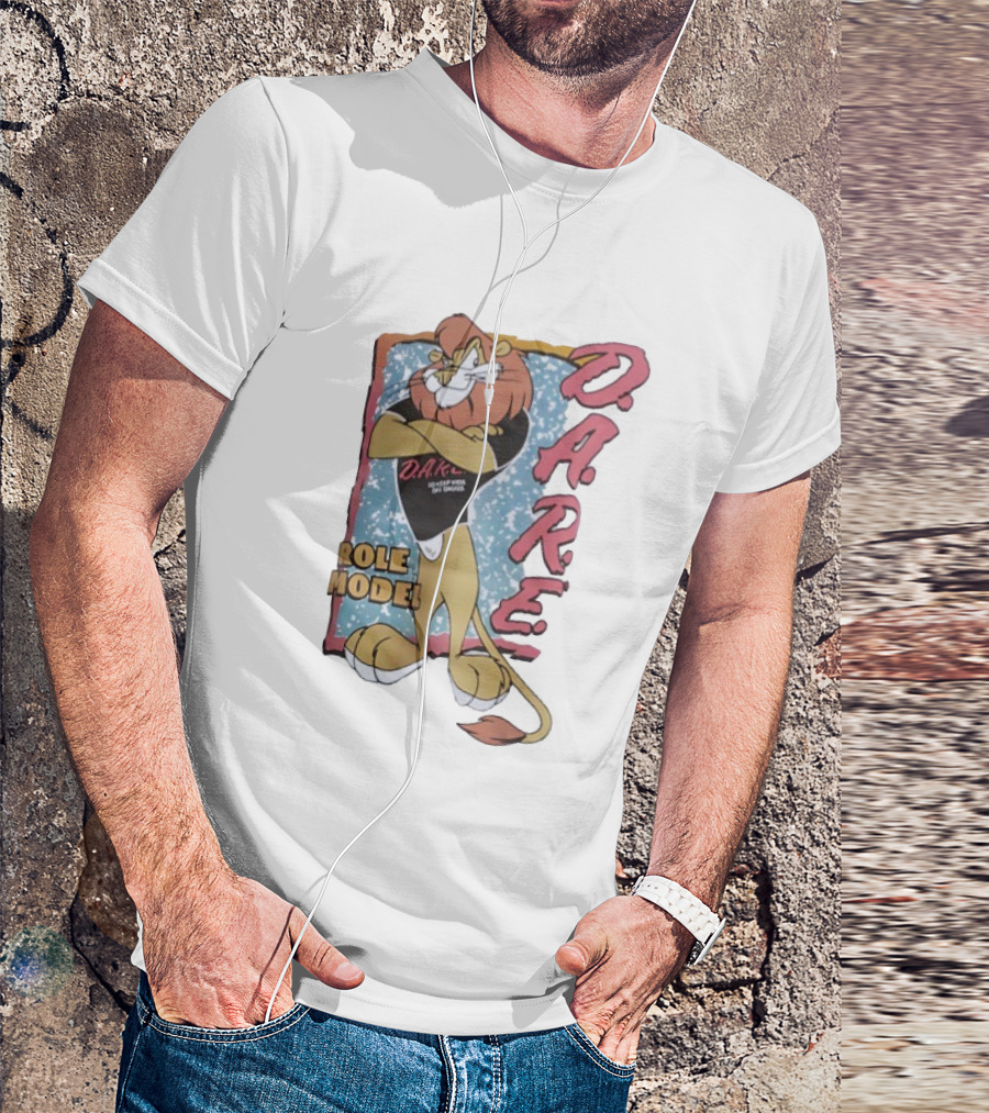 D.A.R.E. Lion Daren Role Model Graphic With Classic Retro Style T-Shirt