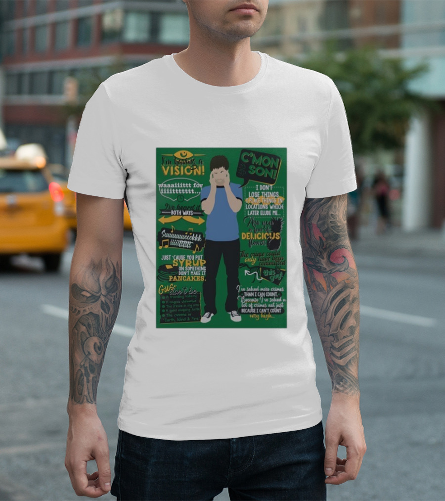 I'm Having A Vision Shawn Spencer C'mon Son Delicious Flavor I've Heard It Both Ways Pancakes T-Shirt