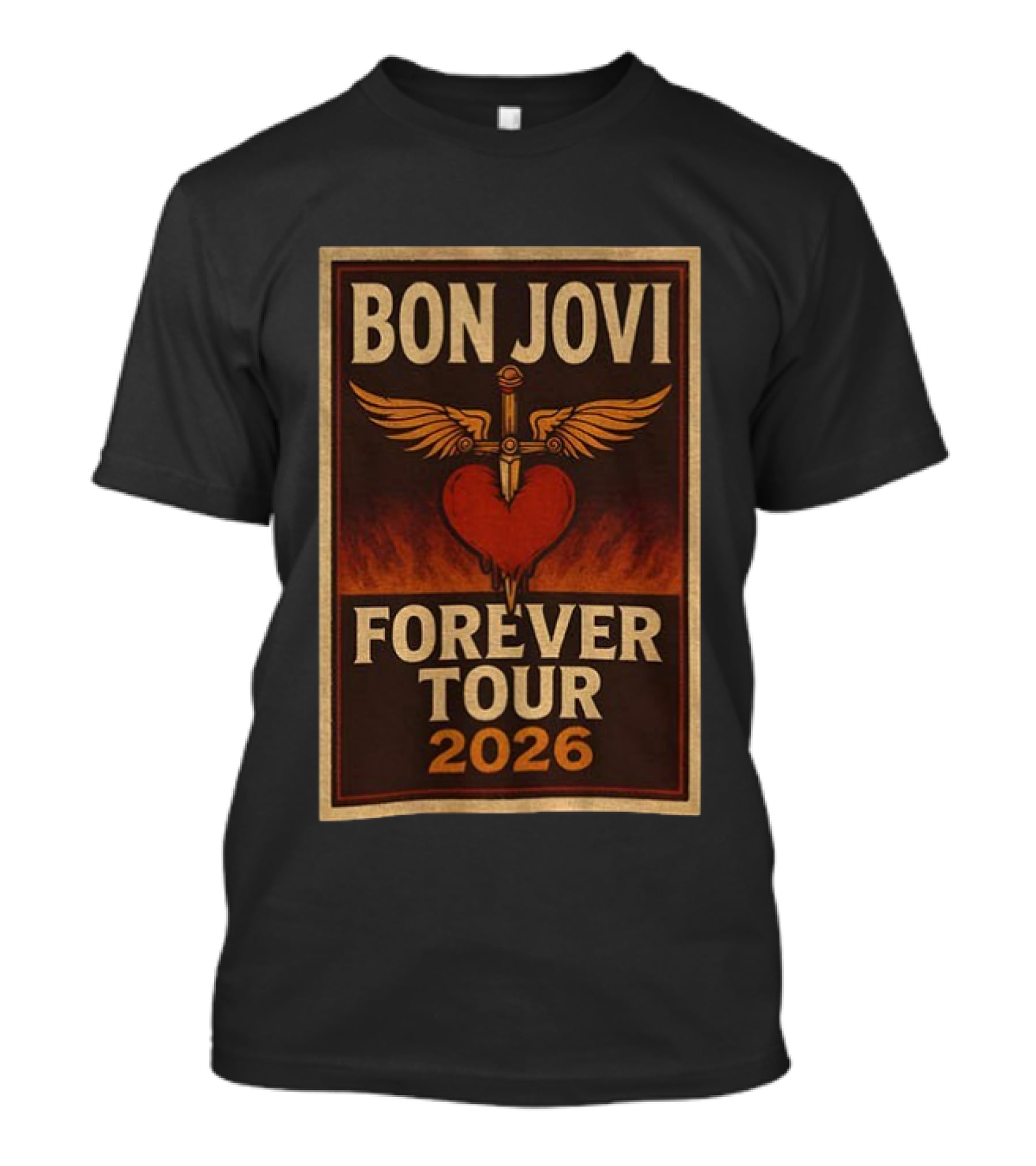 Bon Jovi Forever Tour 2026 Heart Dagger Winged T-Shirt