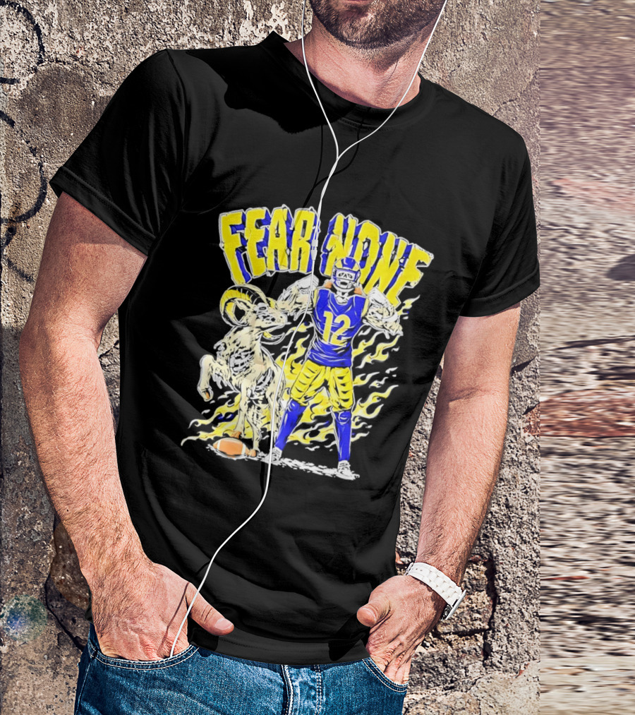 Puka Nacua Fear None 12 Los Angeles Rams Football Skeleton T-Shirt