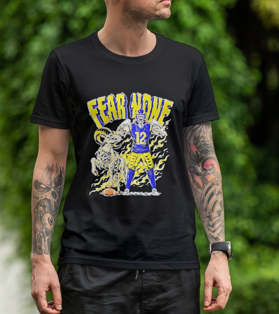 Puka Nacua Fear None 12 Los Angeles Rams Football Skeleton T-Shirt