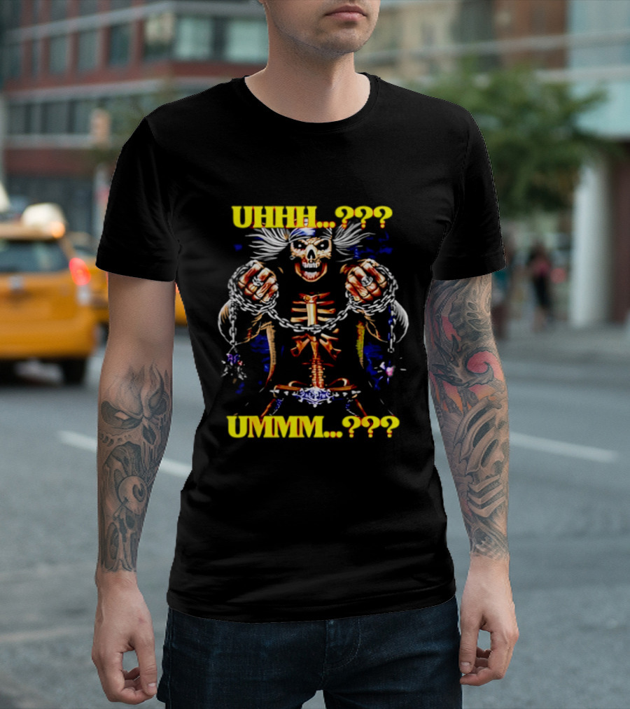 Skeleton Uhhh Ummm Horror Question Marks T-Shirt