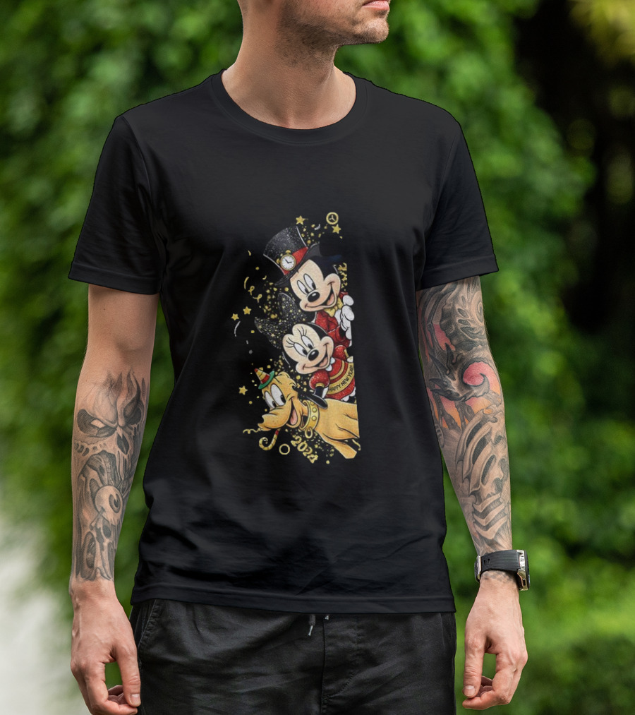 Mickey Mouse Happy New Year 2023 Pluto Minnie Celebration T-Shirt