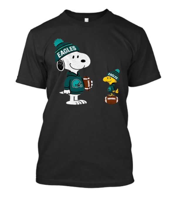 Philadelphia Eagles Snoopy Woodstock Football Style NFL Beanie Pullover T-Shirt