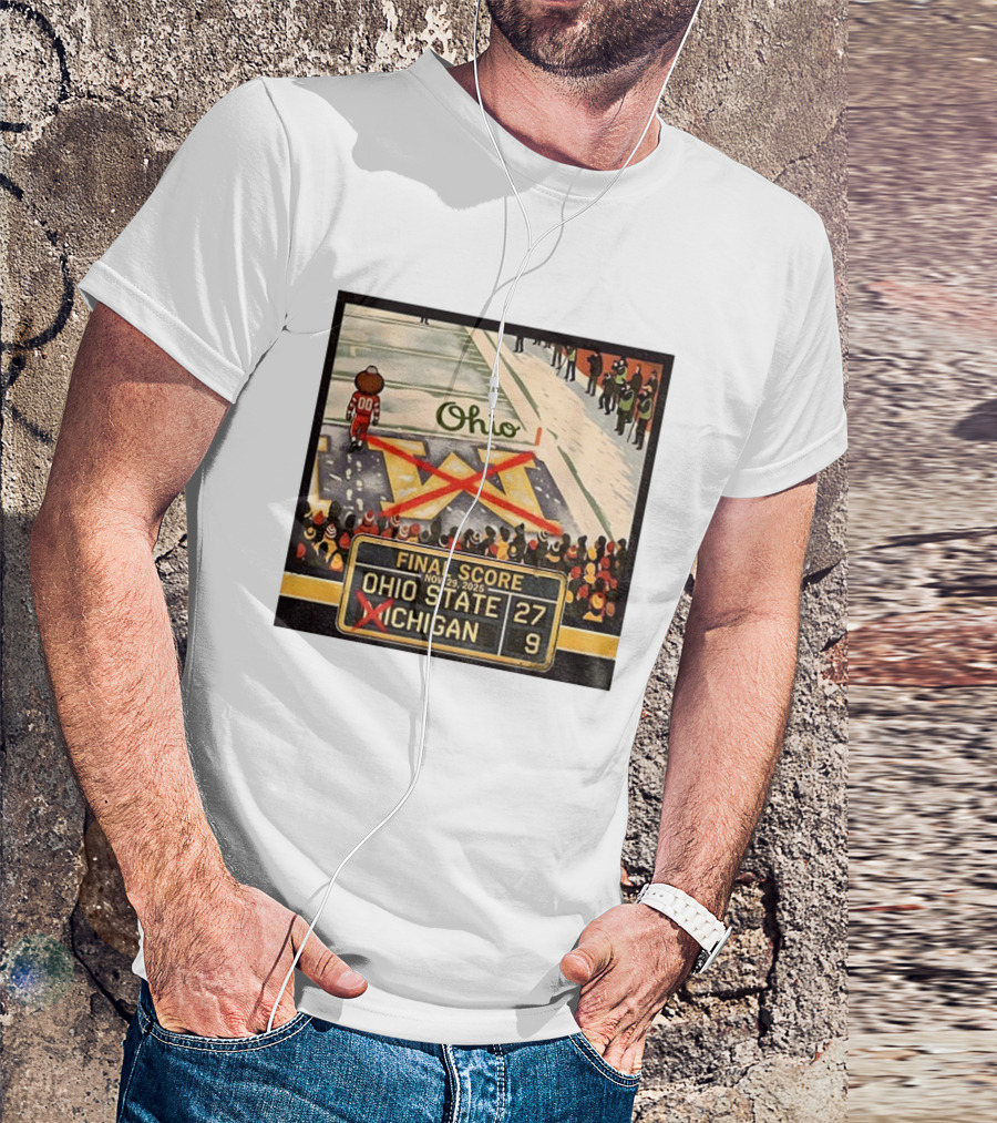 Ohio State 27 Michigan 9 Final Score 2025 Brutus Crossing Out The M Ohio Rivalry T-Shirt
