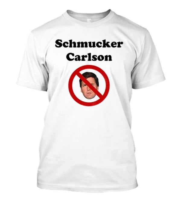 Schmucker Carlson Face Inside Red Prohibition Circle T-Shirt