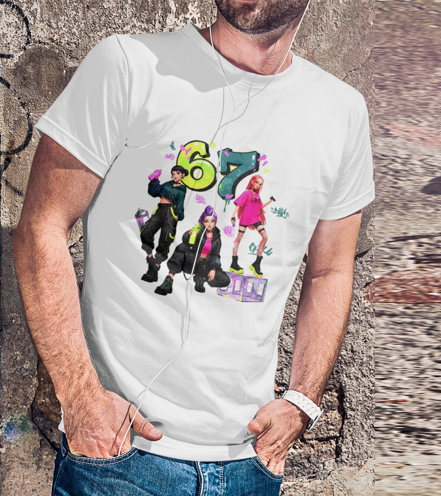 Six Seven 67 Graffiti Kpop Huntrix Girls Band Meme T-Shirt