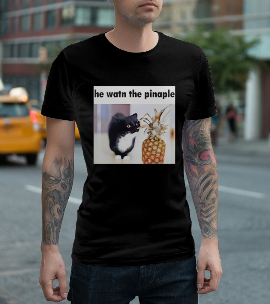 He Watn The Pinaple Black Cat And Pineapple T-Shirt