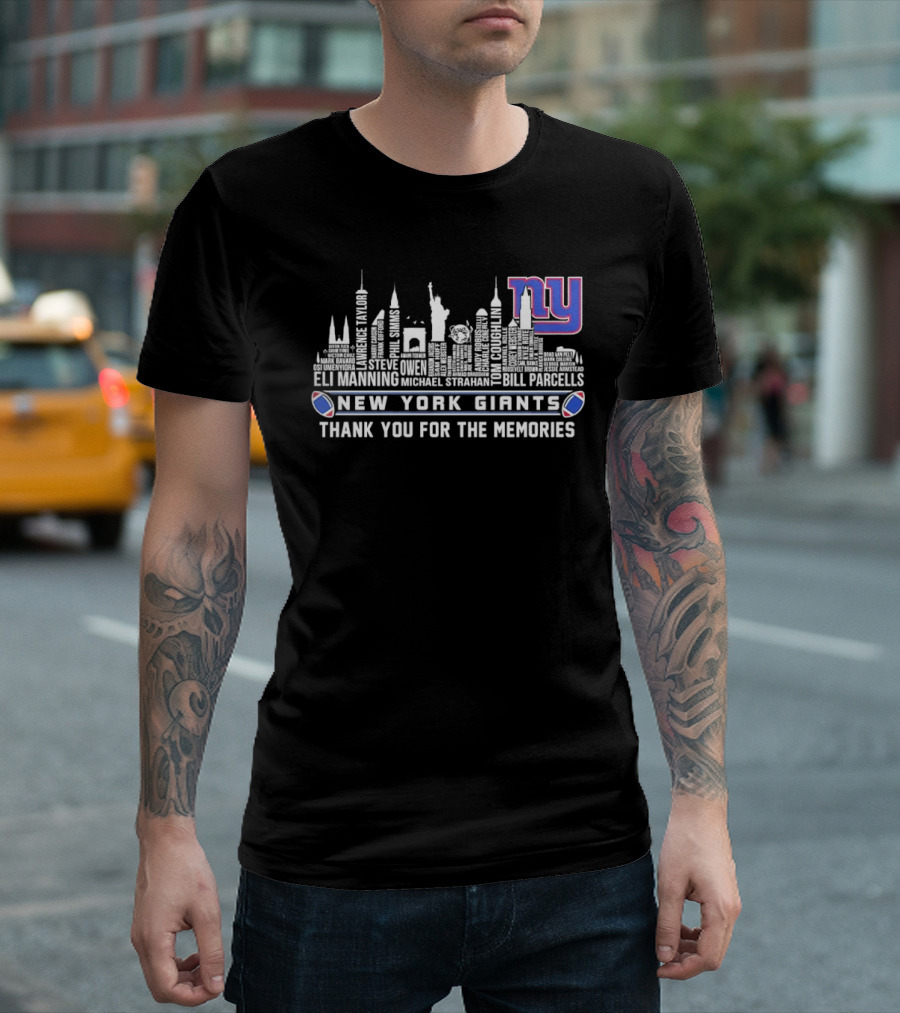 New York Giants Eli Manning Thank You For The Memories City Skyline T-Shirt