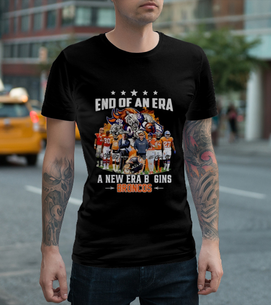 End Of An Era A New Era Begins Broncos Football NFL 2025 T-Shirt