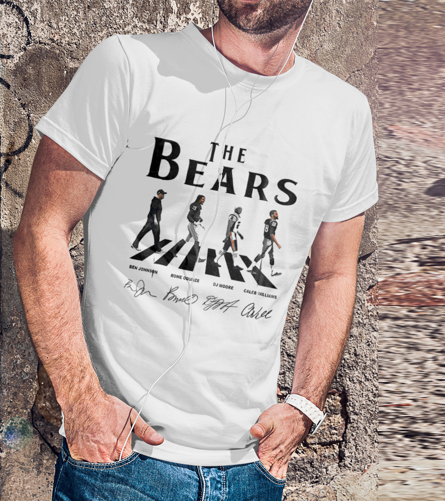 Ben Johnson Rome Odunze DJ Moore Caleb Williams Chicago Bears Abbey Road Signatures T-Shirt