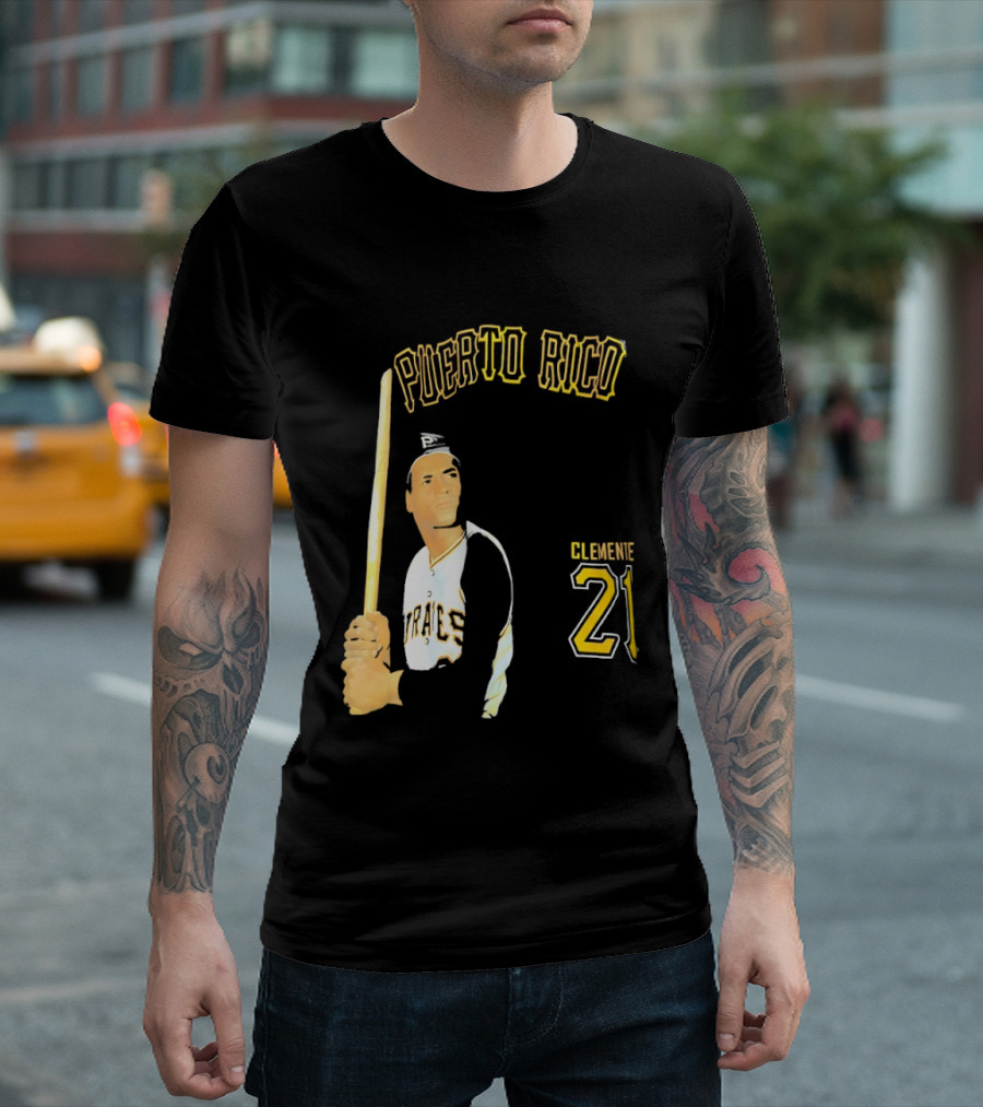 Puerto Rico Roberto Clemente 21 Pittsburgh Pirates Baseball T-Shirt