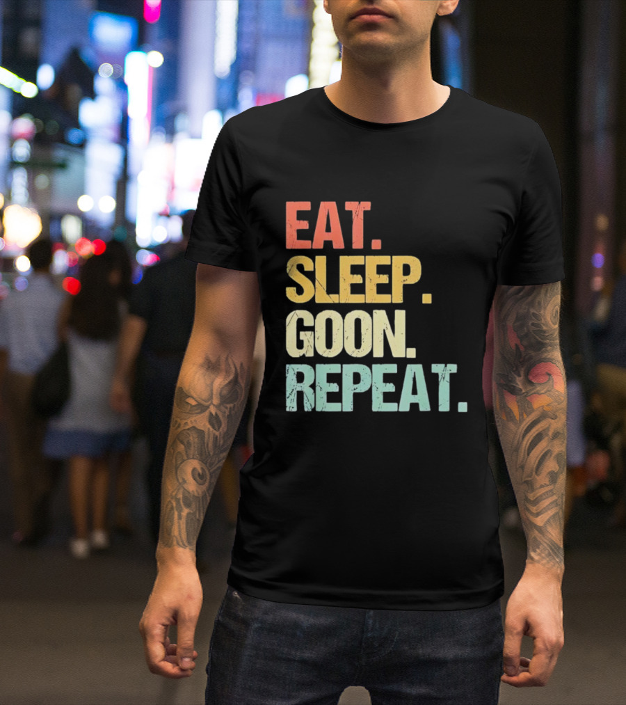 Eat Sleep Goon Repeat Retro Distressed Tees T-Shirt