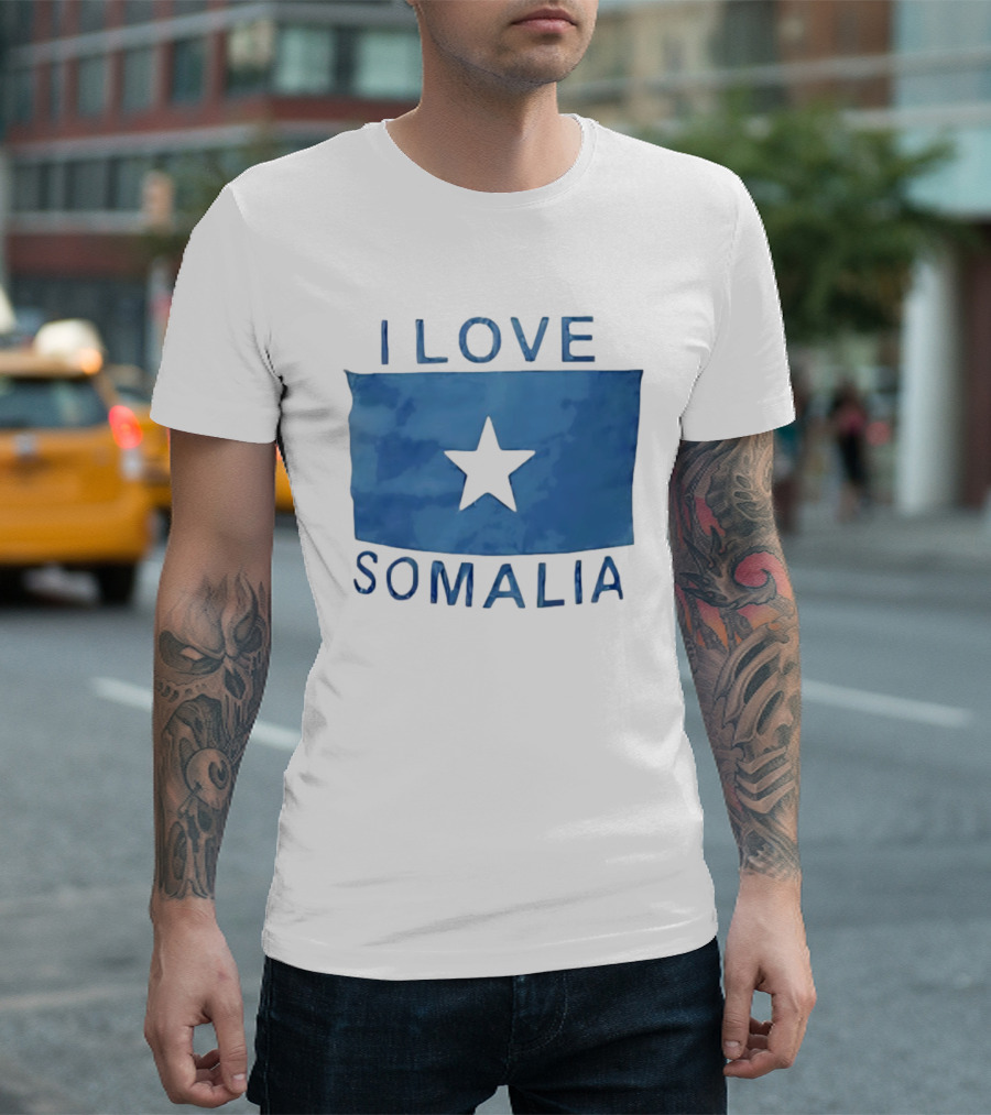 I Love Somalia Flag Blue Star T-Shirt