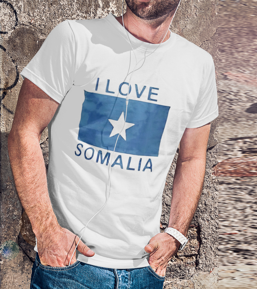 I Love Somalia Flag Blue Star T-Shirt
