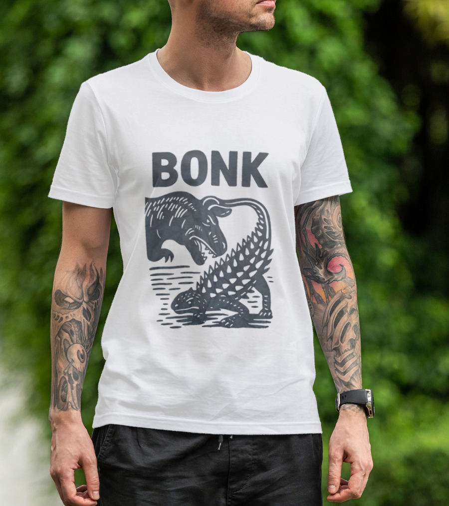 Late Cretaceous Dinosaur Bonk Scene With Spinosaurus And Ankylosaurus T-Shirt