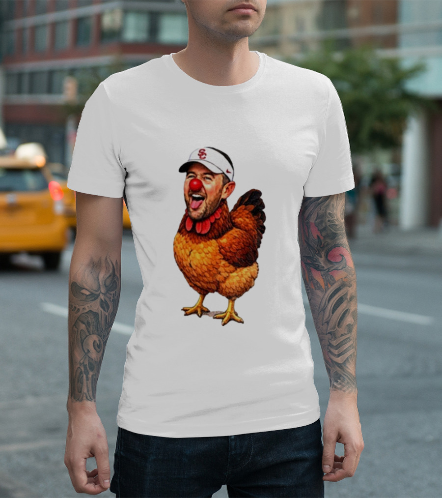 USC Coach Lincoln Riley Chicken Parody With Red Nose Clown Face T-Shirt