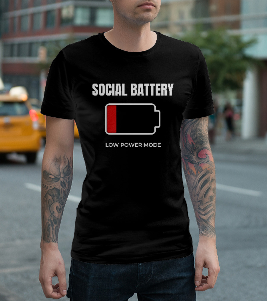 Social Battery Low Power Mode Red Battery T-Shirt