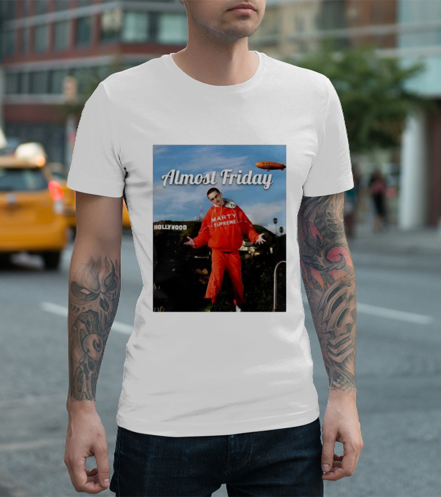 Almost Friday Marty Supreme Hollywood Hills Sky Blimp T-Shirt