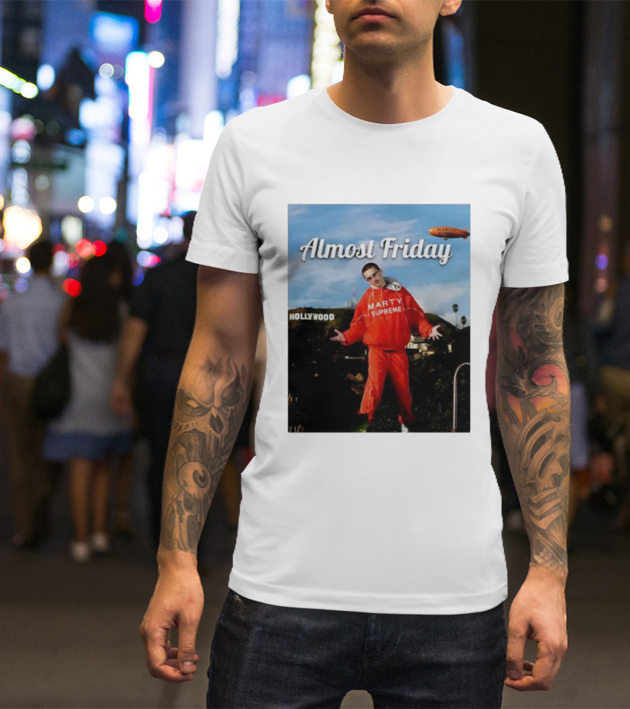 Almost Friday Marty Supreme Hollywood Hills Sky Blimp T-Shirt