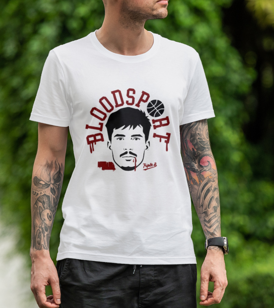 Bloodsport Basketball Player Face With Signature T-Shirt
