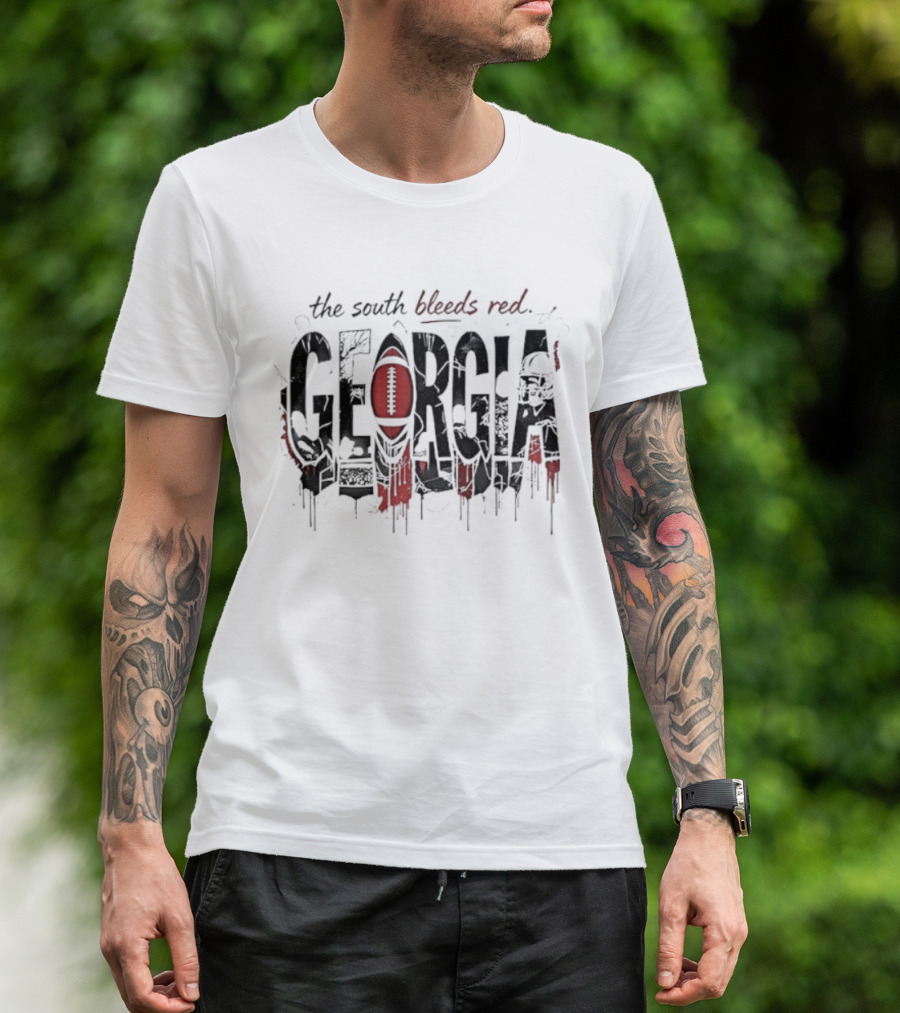Georgia Bulldogs Football The South Bleeds Red Lights T-Shirt