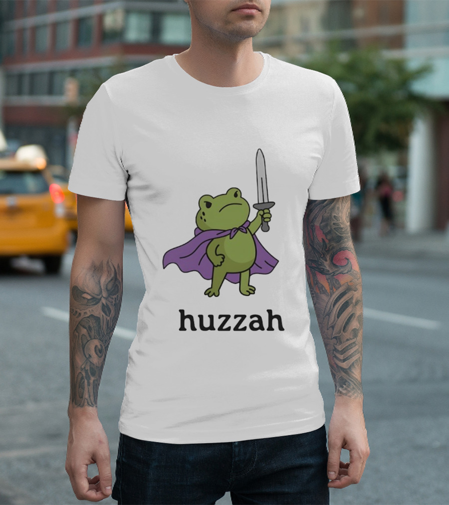 Huzzah Frog Purple Cloak Sword T-Shirt