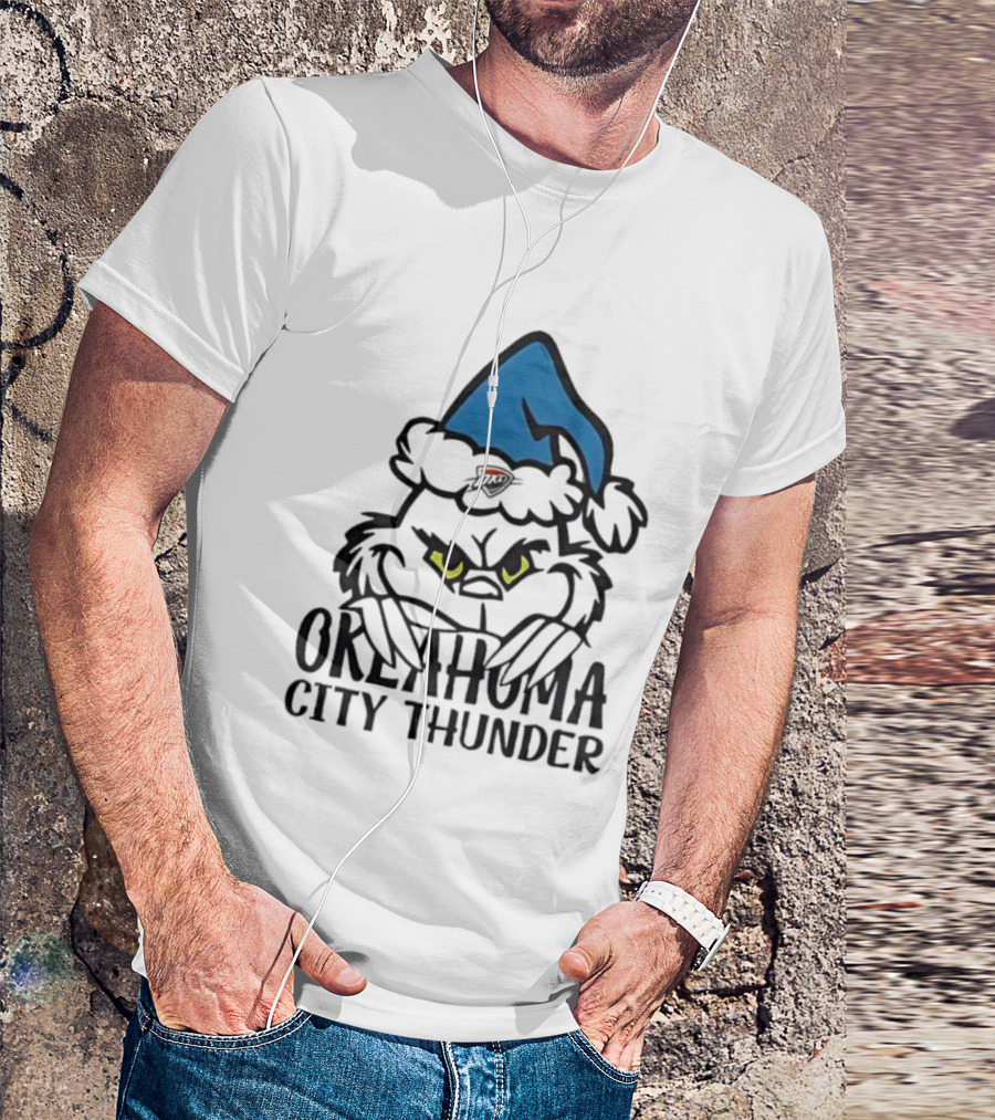 Okahoma City Thunder Grinch Holiday Santa Hat Christmas T-Shirt