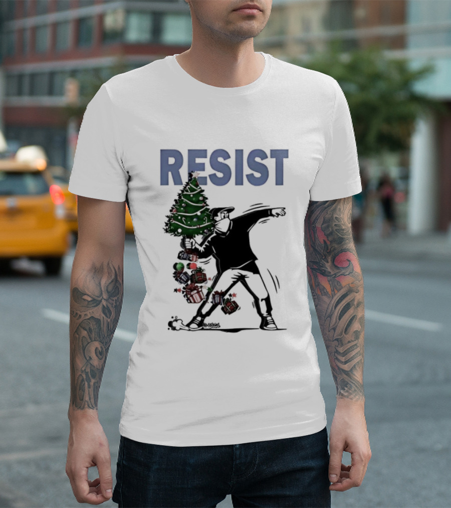 Resist Christmas Tree Throwing Festive Revolution T-Shirt
