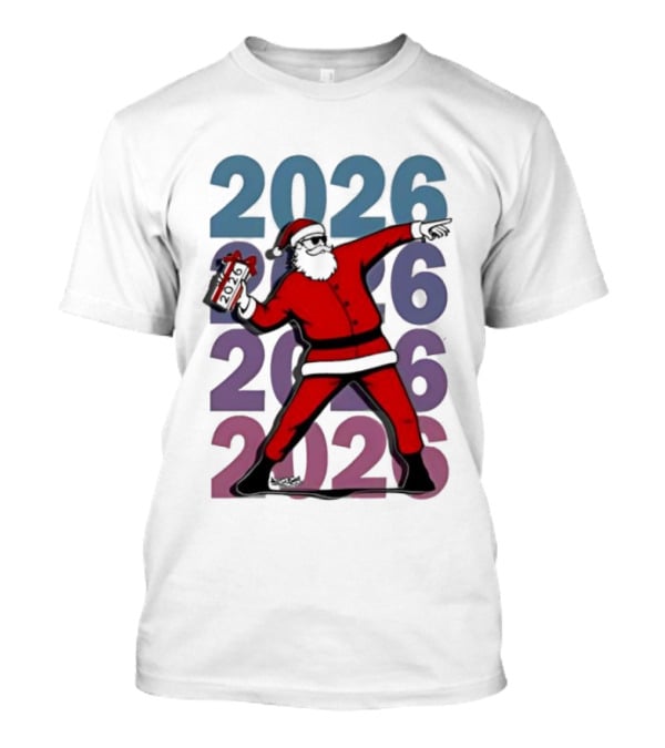 Dancing Santa 2026 Countdown Bold Repeat T-Shirt