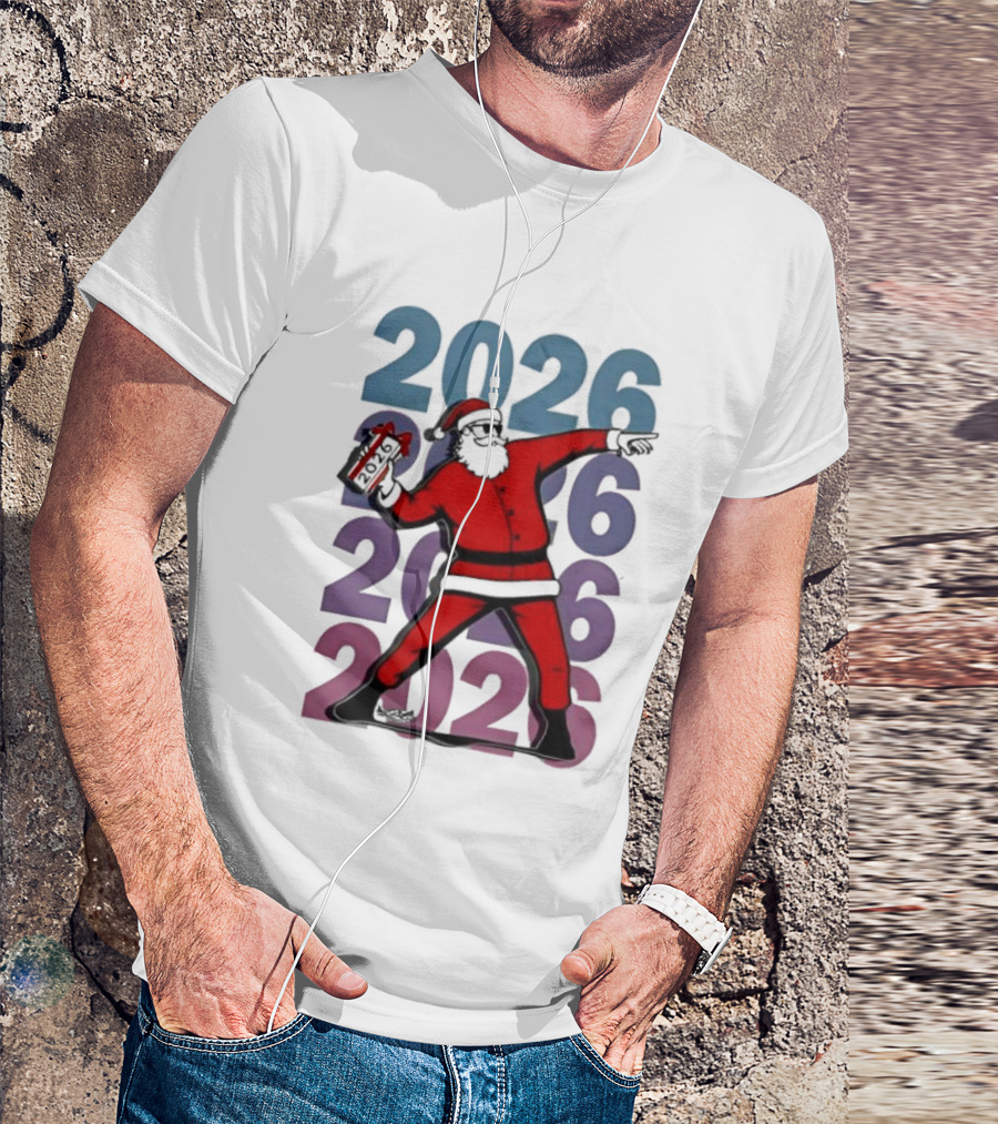 Dancing Santa 2026 Countdown Bold Repeat T-Shirt