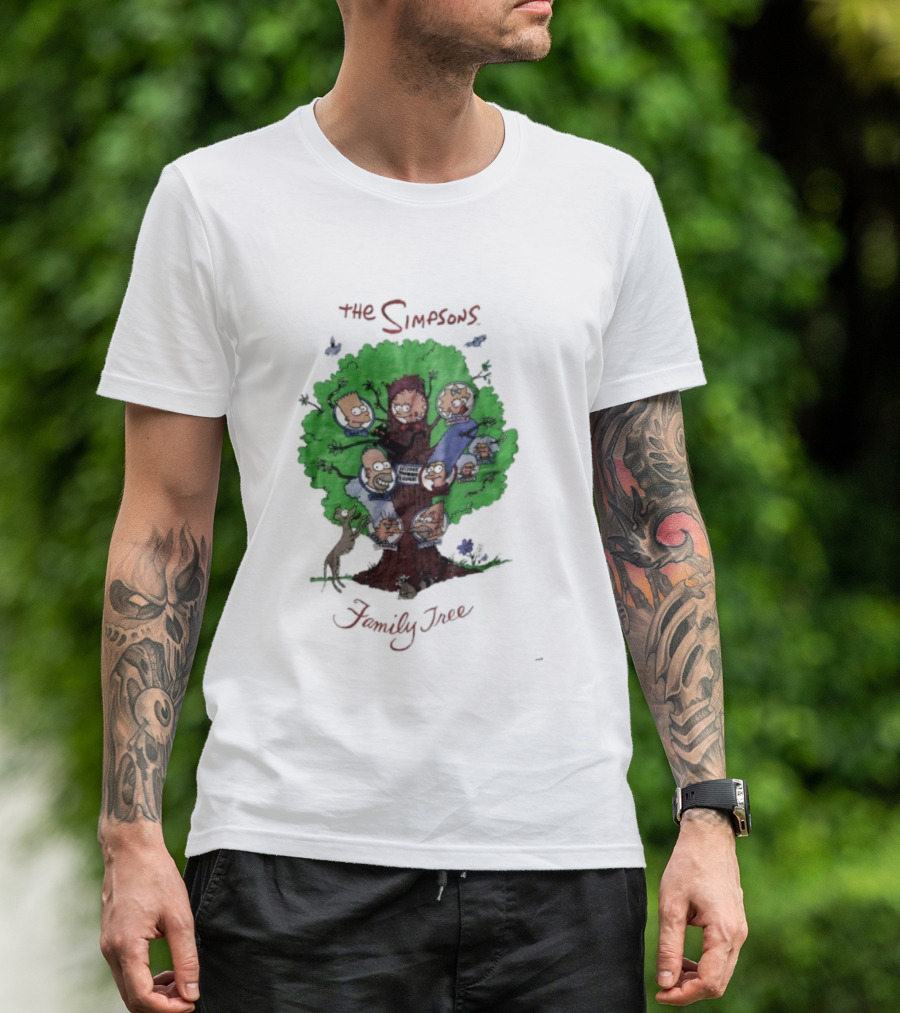 The Simpsons Family Tree Illustration With Iconic Characters Doubling As Branches T-Shirt