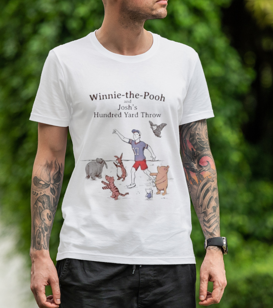 Winnie The Pooh Josh's Hundred Yard Throw Football Scene With Iconic Characters T-Shirt