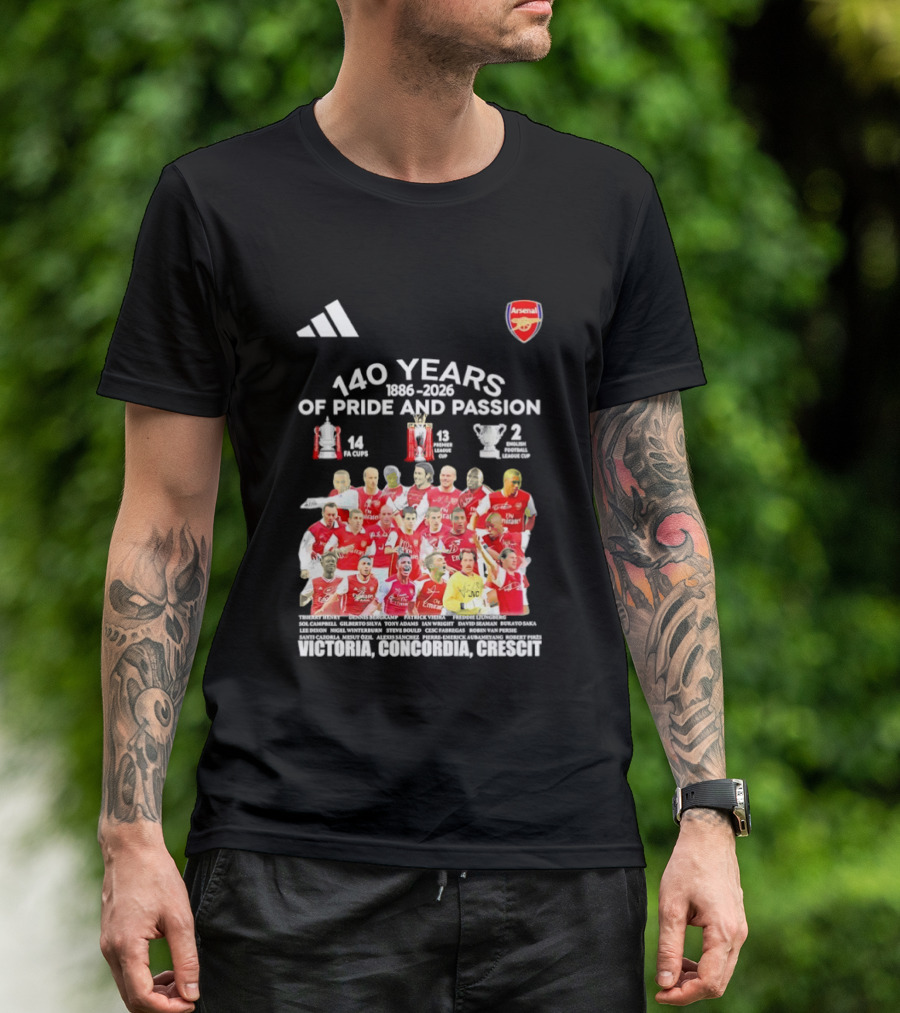 Arsenal FC 140 Years Pride Passion 1886 2026 Victoria Concordia Crescit T-Shirt
